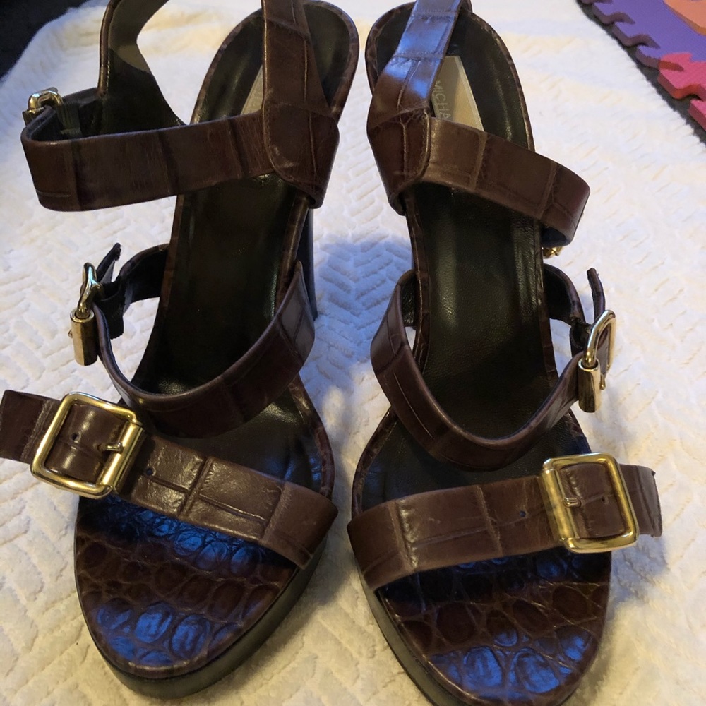 Michael Kors platform croc embossed sandal